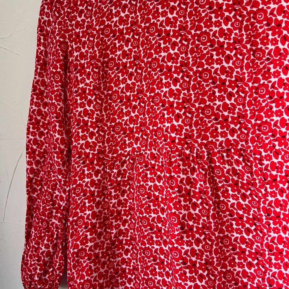 Boden Serena Floral Long Sleeve Petite Dress 2P Cottagecore Cherry Red Ditsy Pop - Picture 8 of 10